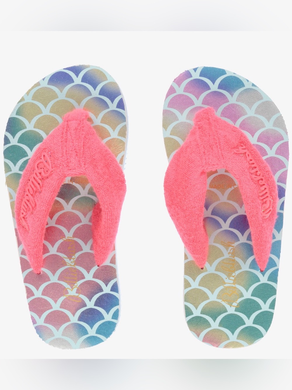 Billieblush Girls Mermaid Iridescent Flip Flops Pink Size 35